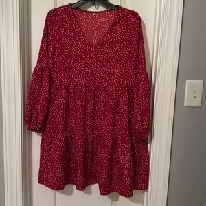 Dress, red with small white dots. Great dress for the holidays!!